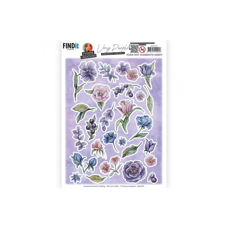 (SB10725)3D Push Out - Yvonne Creations - Very Purple - Small Elements A