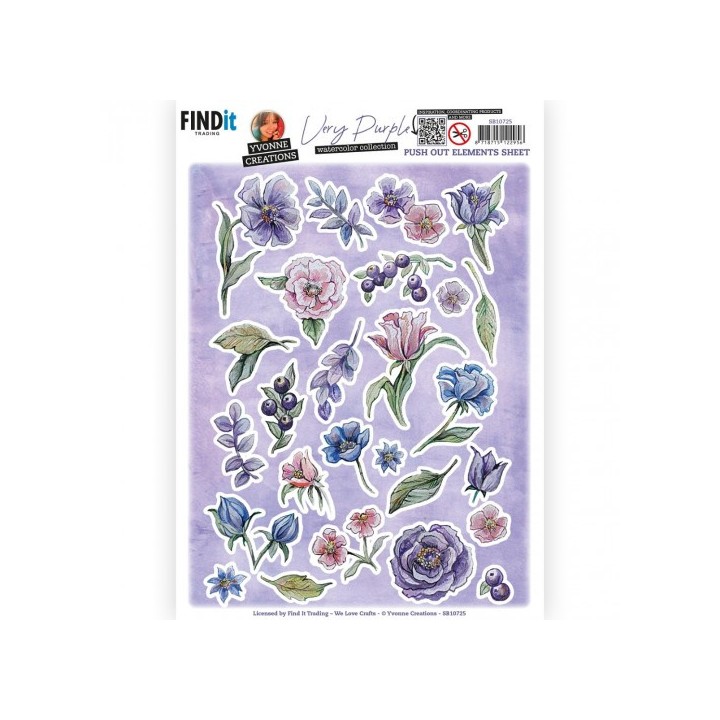 (SB10725)3D Push Out - Yvonne Creations - Very Purple - Small Elements A