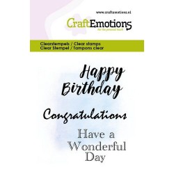 (5012)CraftEmotions clearstamps 6x7cm - Text Happy Birthday EN