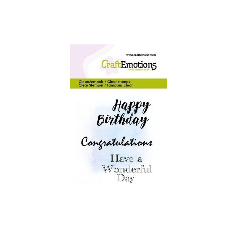 (5012)CraftEmotions clearstamps 6x7cm - Text Happy Birthday EN