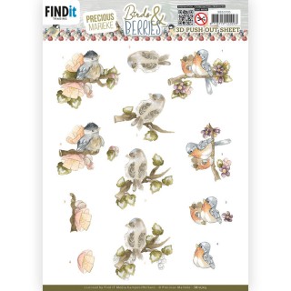 (SB10705)3D Push Out Sheet - Precious Marieke - Birds and Berries - Cranberries