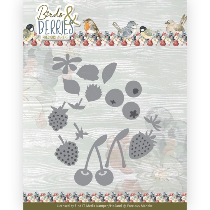 (PM10252)Dies - Precious Marieke - Birds and Berries - Berries and Cherries