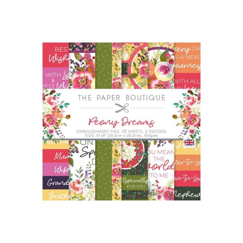 (PB1980)The Paper Boutique Peony Dreams 8x8 Embellishments Pad