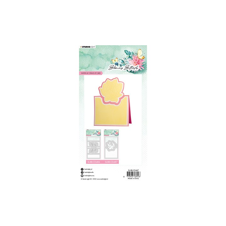 (SL-BB-CD487)Studio Light SL Cutting Die Water Lily card Blooming Butterfly nr.487