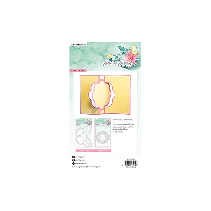 (SL-BB-CD489)Studio Light SL Cutting Die Flower zigzag card Blooming Butterfly nr.489