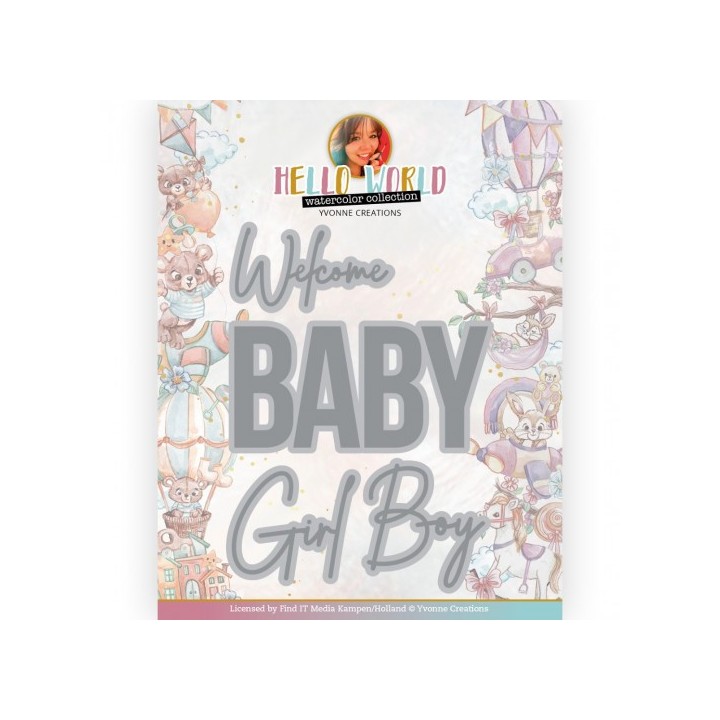 (YCD10300)Dies - Yvonne Creations - Hello World - Welcome Baby