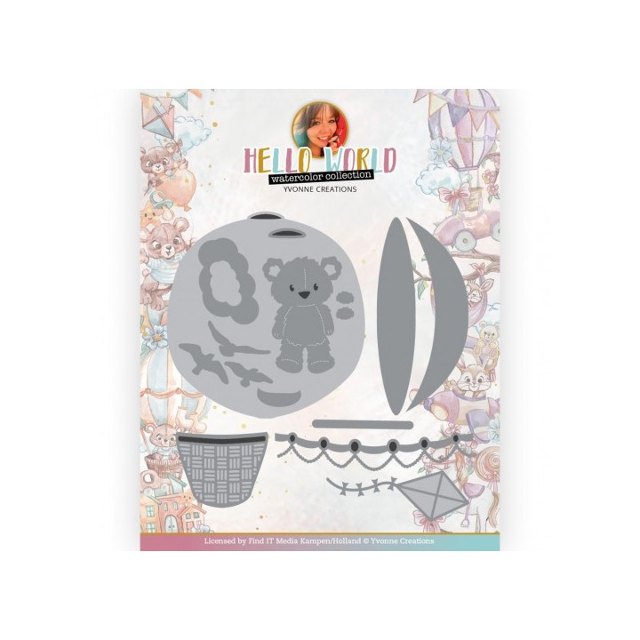 (YCD10301)Dies - Yvonne Creations - Hello World - Hot Air Balloon
