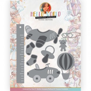 (YCD10302)Dies - Yvonne Creations - Hello World - Baby Toys