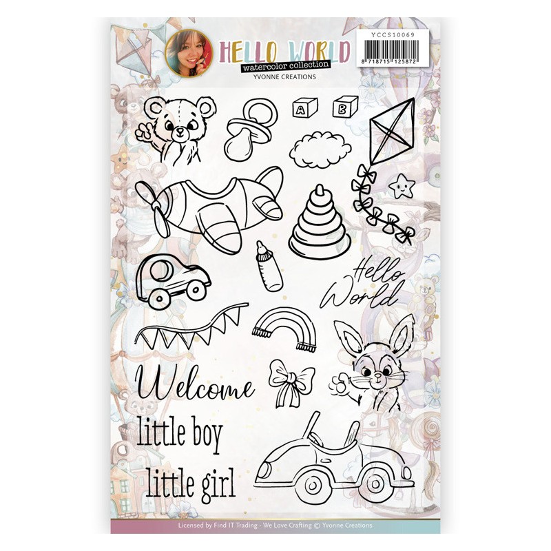 (YCCS10069)Clear Stamps - Yvonne Creations - Hello World