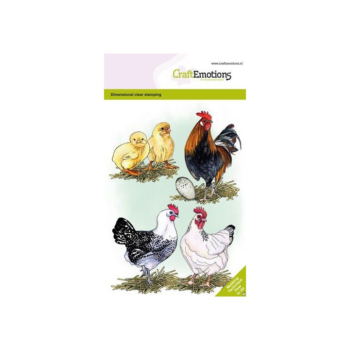 (1349)CraftEmotions clearstamps A6 - Hens and chicks GB Dimensional stamp