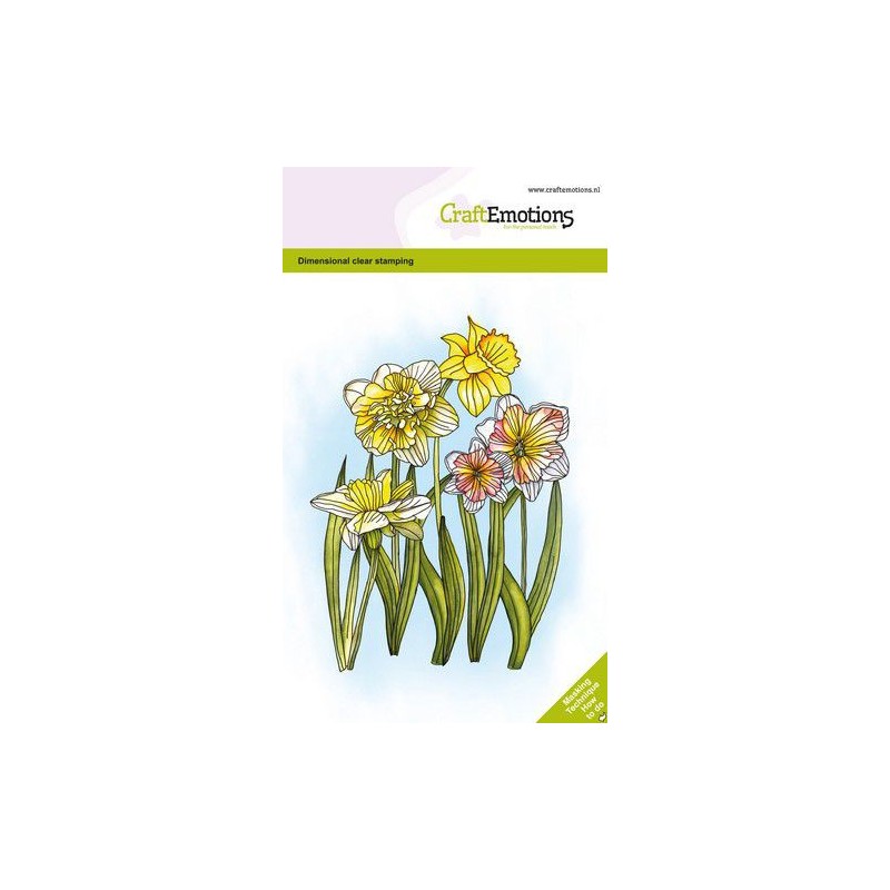(1351)CraftEmotions clearstamps A6 - Daffodils GB Dimensional stamp