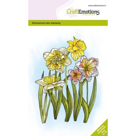 (1351)CraftEmotions clearstamps A6 - Daffodils GB Dimensional stamp