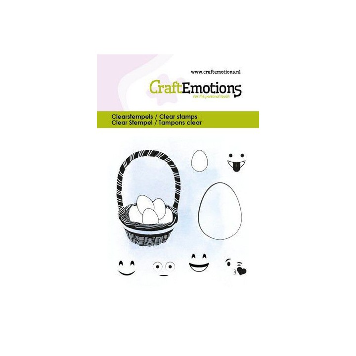(5006)CraftEmotions clearstamps 6x7cm - Egg face - Easter basket