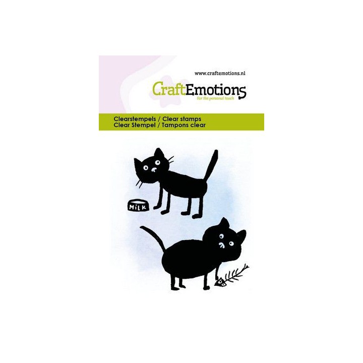 (5010)CraftEmotions clearstamps 6x7cm - Kitty & fish