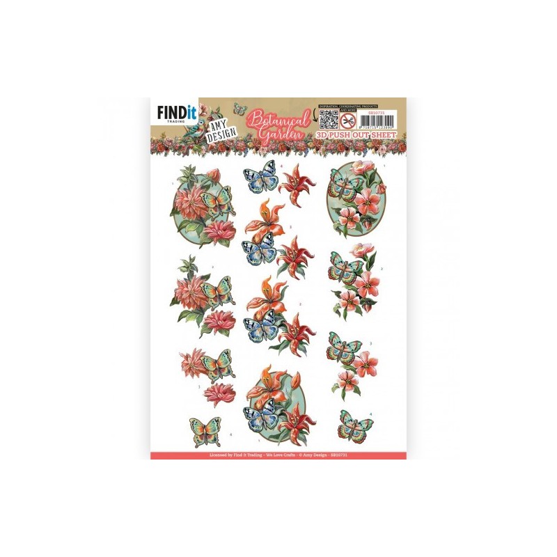 (SB10731)3D Push Out - Amy Design - Botanical Garden - Colorful Butterfly
