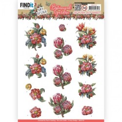 (SB10733)3D Push Out - Amy Design - Botanical Garden - Red Protea