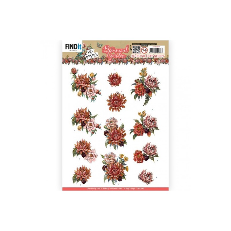 (SB10734)3D Push Out - Amy Design - Botanical Garden - Colorful Flowers