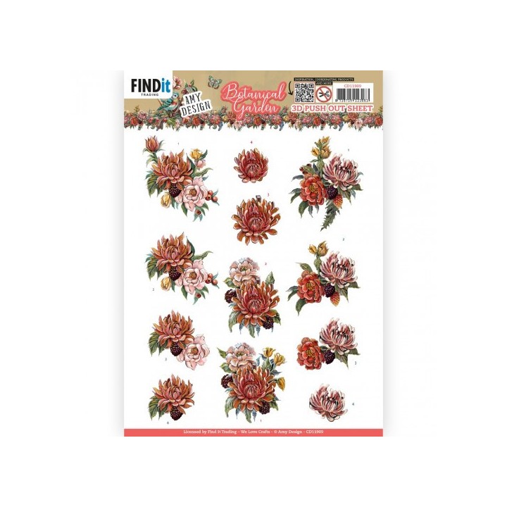 (SB10734)3D Push Out - Amy Design - Botanical Garden - Colorful Flowers