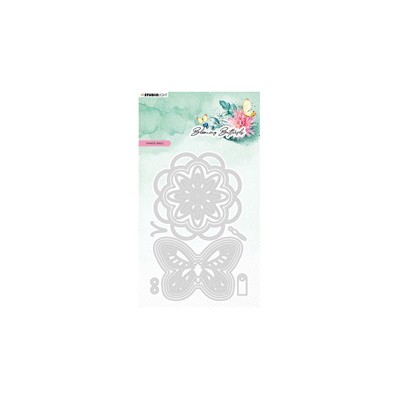 (SL-BB-CD482)Studio Light SL Cutting Die Shaker Labels Blooming Butterfly nr.482