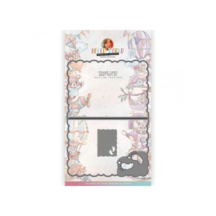 (CDCD10131)Dies - Yvonne Creations - Hello World - Frame Card Baby Feet Border A5