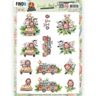 (SB10740)3D Push Out - Yvonne Creations - Jungle Party - Jeep