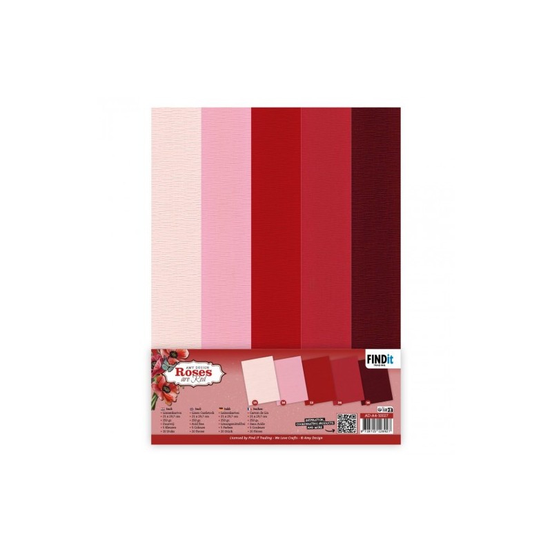 ( AD-A4-10027)Linen Cardstock Pack - A4 - Amy Design - Roses are Red