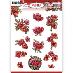 (SB10744)3D Push Out - Amy Design - Roses Are Red - Poppies