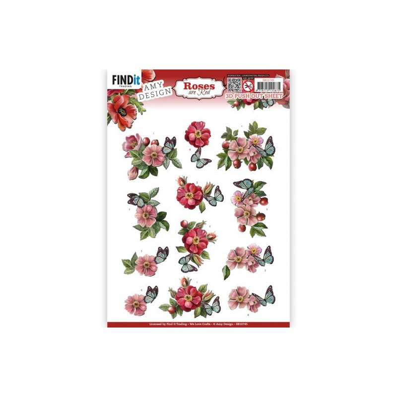 (SB10745)3D Push Out - Amy Design - Roses Are Red - Rose-hip