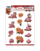(SB10746)3D Push Out - Amy Design - Roses Are Red - Pink Roses