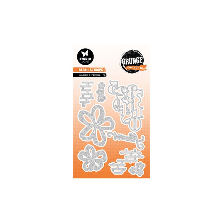 (SL-GR-CD503)Studio Light SL Cutting Die Numbers & Flowers Grunge collection nr.503