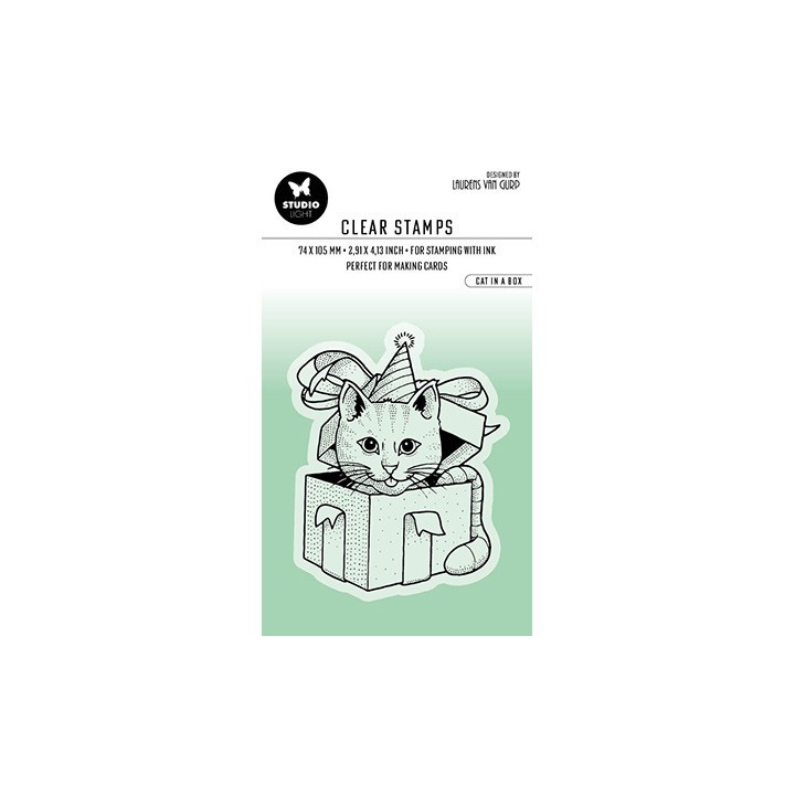 (BL-ES-STAMP408)Studio light SL Clear stamp Cat in a box Essentials nr.408