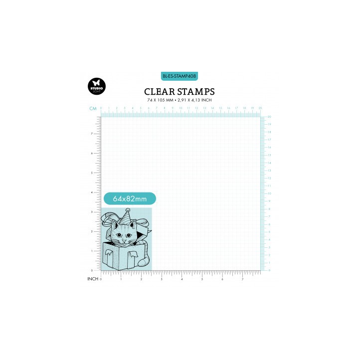(BL-ES-STAMP408)Studio light SL Clear stamp Cat in a box Essentials nr.408