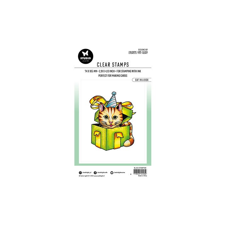 (BL-ES-STAMP408)Studio light SL Clear stamp Cat in a box Essentials nr.408