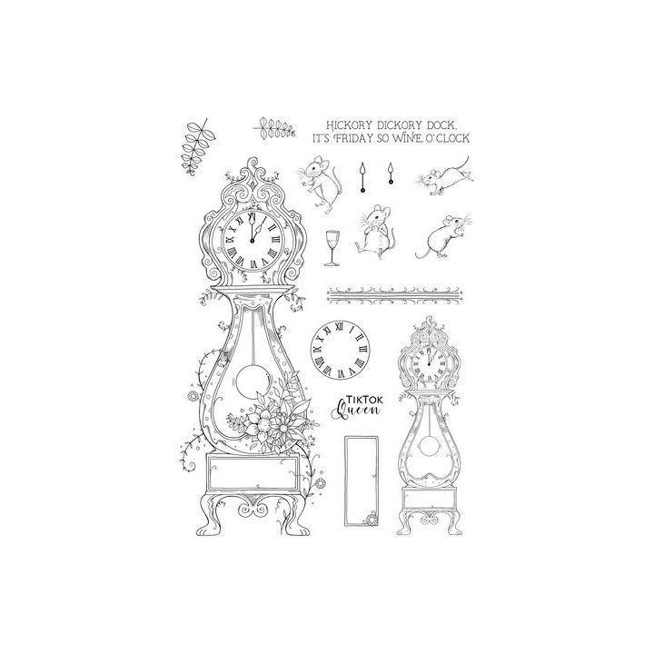 (PI203)Pink Ink Designs Hickory Dickory Dock A5 Clear Stamps