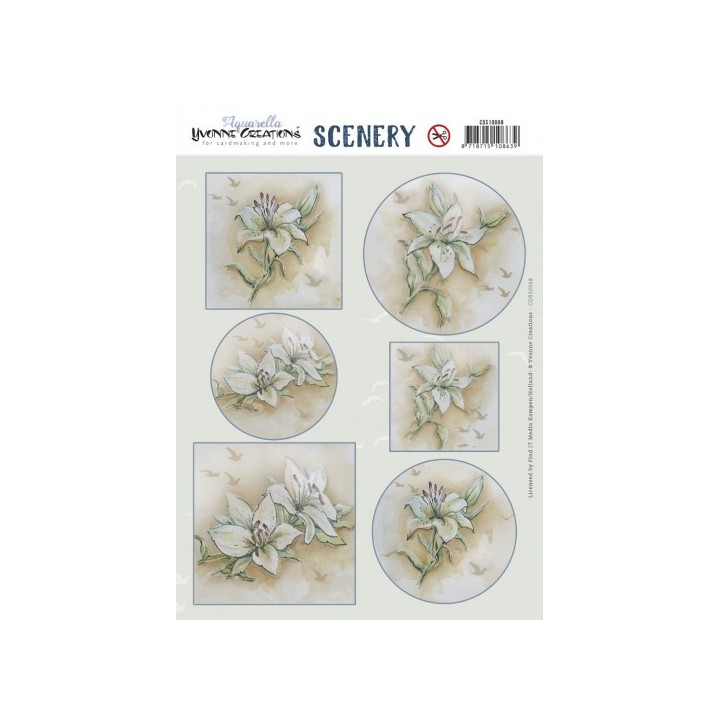 (CDS10068)Scenery - Yvonne Creations - Aquarella - White Lily