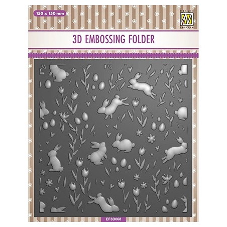 (EF3D068)Nellie's Choice embossing Background Rabbits and Tulips
