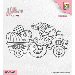 (NCCS043)Nellie`s Choice Clearstamp - Easter Gnom on Tractor