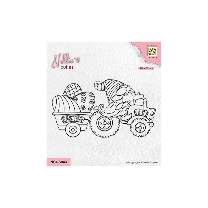 (NCCS043)Nellie`s Choice Clearstamp - Easter Gnom on Tractor