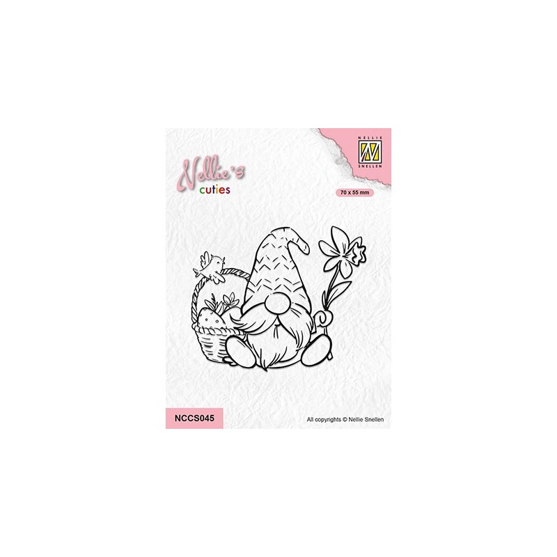 (NCCS045)Nellie`s Choice Clearstamp - Gnom with Easter Basket