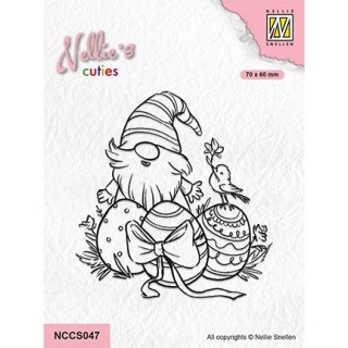 (NCCS047)Nellie`s Choice Clearstamp - Easter Gnom with Little Birdy