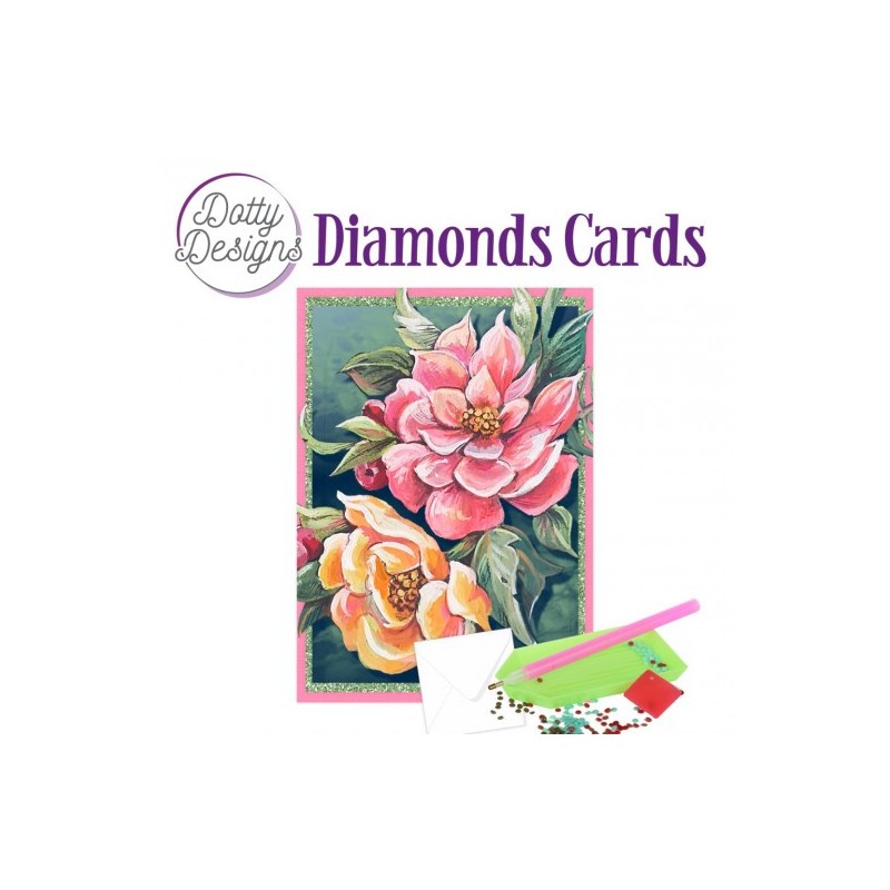 (DDDC1120)Dotty Designs Diamond Cards - Red and yellow flower