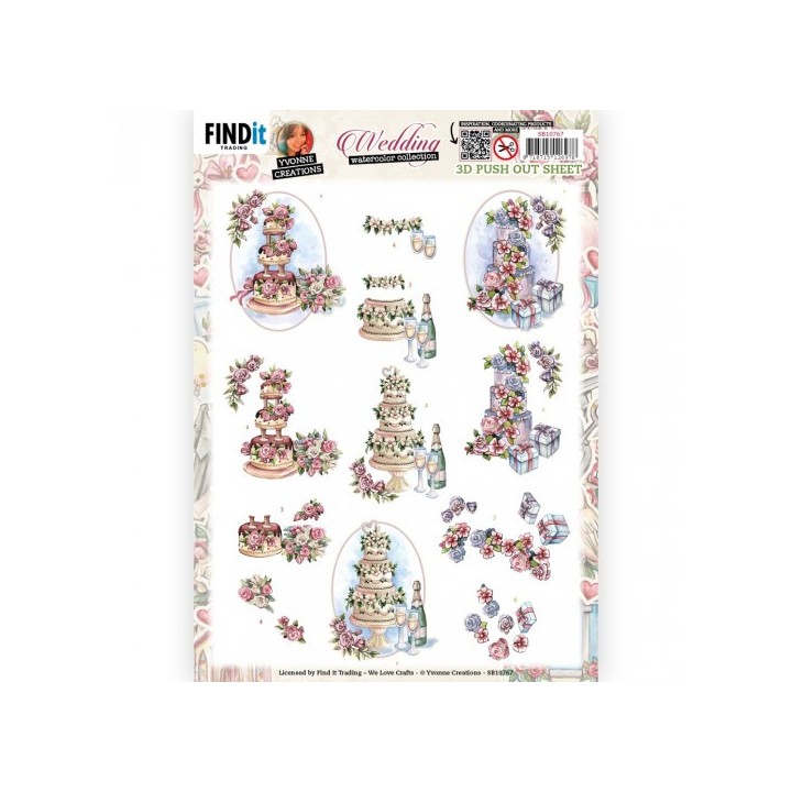 (SB10767)3D Push-Out - Yvonne Creations - Wedding - Wedding Cakes