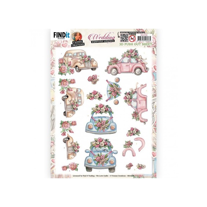 (SB10768)3D Push-Out - Yvonne Creations - Wedding - Wedding Cars