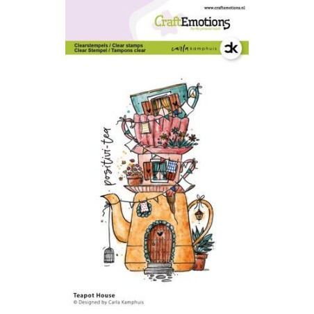 (2315)CraftEmotions clearstamps A6 - Teapot House Carla Kamphuis