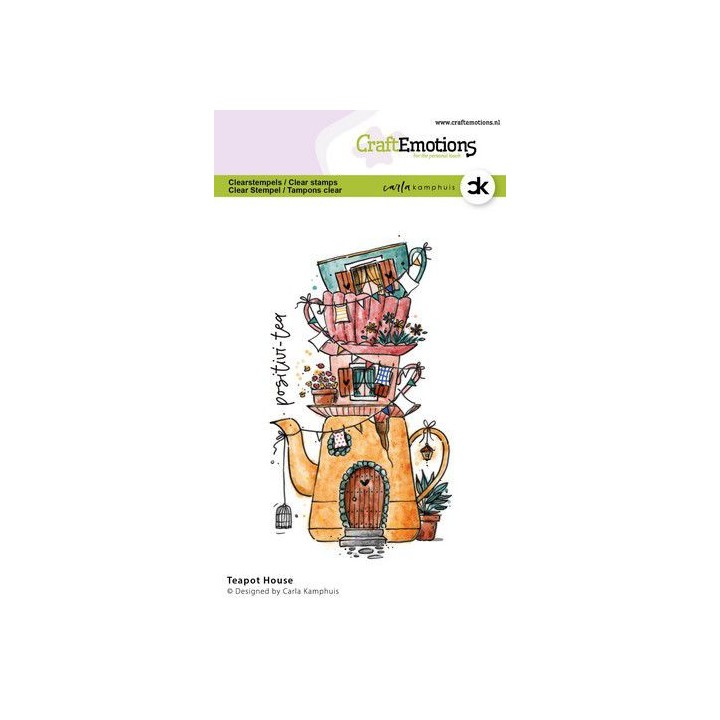 (2315)CraftEmotions clearstamps A6 - Teapot House Carla Kamphuis