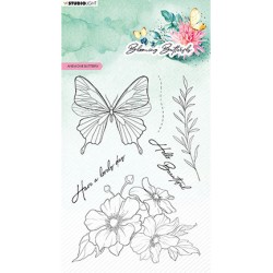 (SL-BB-STAMP359)Studio light clear stamp Anemone butterfly Blooming Butterfly nr.359