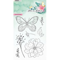 (SL-BB-STAMP360)Studio light clear stamp Birthday butterfly Blooming Butterfly nr.360