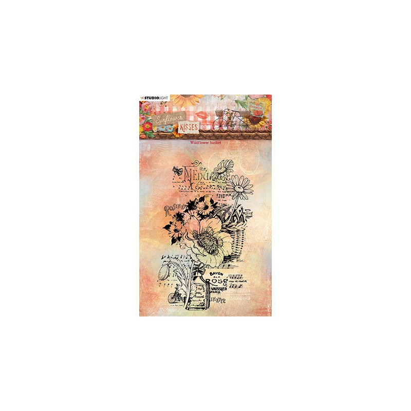 (SL-SK-STAMP438)Studio light Clear stamp Wildflower basket Sunflower Kisses nr.438