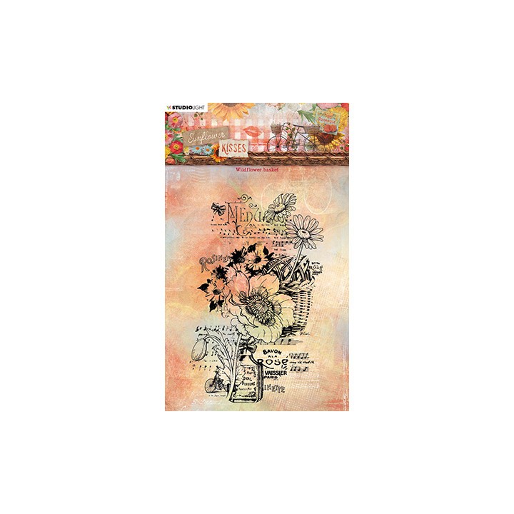 (SL-SK-STAMP438)Studio light Clear stamp Wildflower basket Sunflower Kisses nr.438