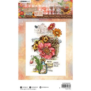 (SL-SK-STAMP438)Studio light Clear stamp Wildflower basket Sunflower Kisses nr.438